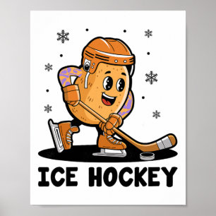 Potato Playing Ice Hockey Player Sports Athlete Ga Poster