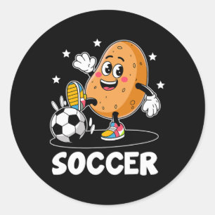 Potato Playing Soccer Player Sports Athlete Game F Classic Round Sticker