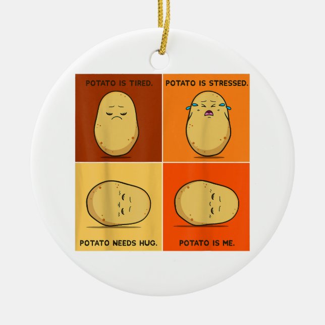 Potato Spud Root Vegetable Tater Vegan Lover Keto  Ceramic Ornament (Front)
