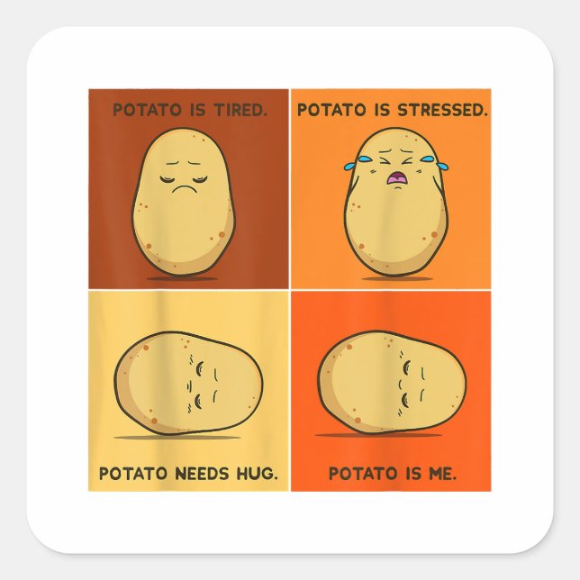 Potato Spud Root Vegetable Tater Vegan Lover Keto  Square Sticker (Front)