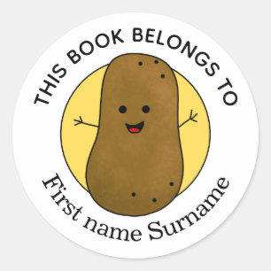 Potato This Book Belongs To Personalised  Classic Round Sticker