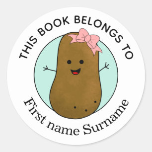 Potato This Book Belongs To Personalised  Classic  Round Sticker