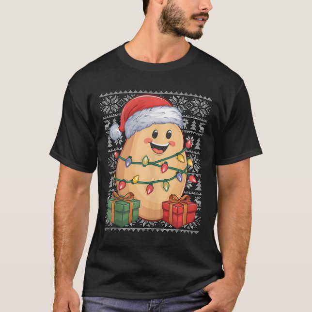 Potato Xmas Sweater Style Ugly Santa Hat Potato Ch (Front)