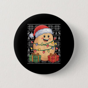 Potato Xmas Sweater Style Ugly Santa Hat Potato Ch 6 Cm Round Badge