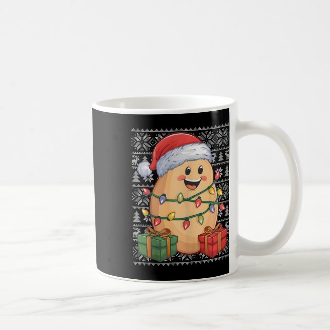 Potato Xmas Sweater Style Ugly Santa Hat Potato Ch Coffee Mug (Right)