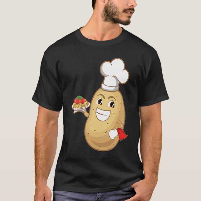 Potatoe Serving Spaghetti Restaurant Hobby Chef T-Shirt (Front)