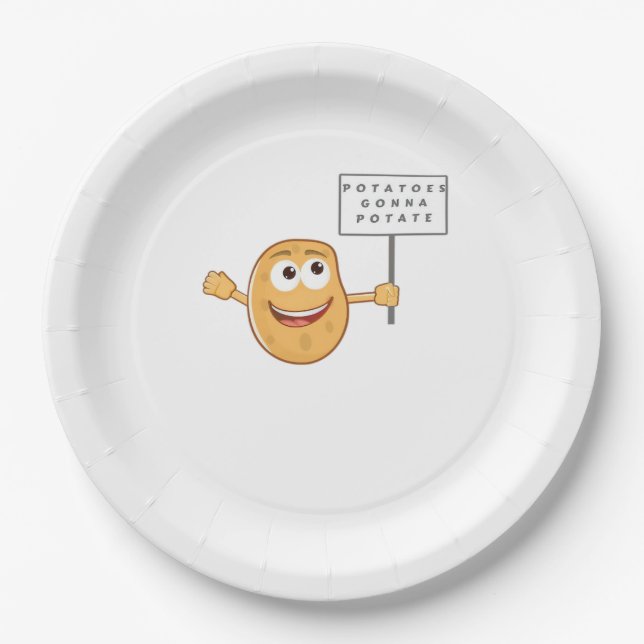 Potatoes Gonna Potate (Vegetable Potato Pun) Class Paper Plate (Front)