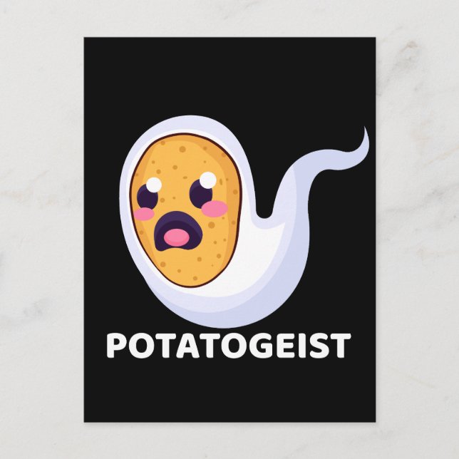 Potatogeist Spooky Spud Potato - Cute Halloween Postcard (Front)