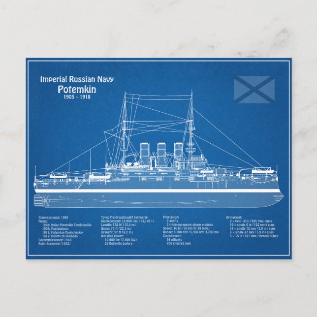 Potemkin - Ship Blueprint Plans ABD  Postcard (Front)