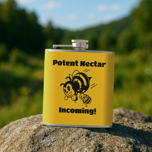 Potent Nectar Incoming! Busy Bee Buckets Cartoon Hip Flask
