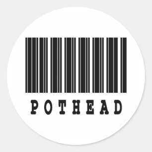 pothead barcode design classic round sticker