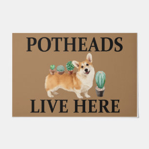 Potheads Live Here, Dog Gift Lover Corgi Doormat