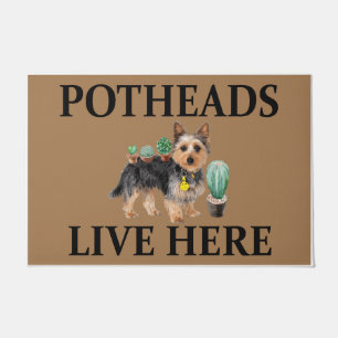 Potheads Live Here, Dog Gift Lover Yorkie Doormat