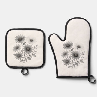 Potholder and Oven Mit- Daisy Design- Corrine & Co Oven Mitt & Pot Holder Set