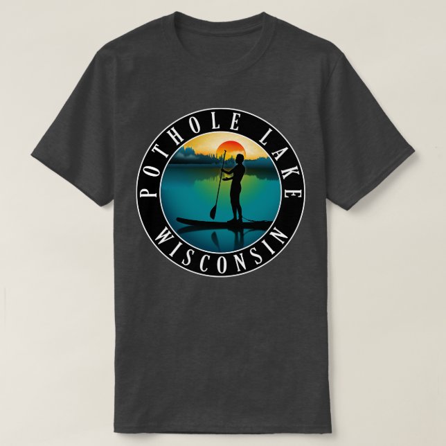 Pothole Lake Wisconsin Paddleboarding T-Shirt (Design Front)