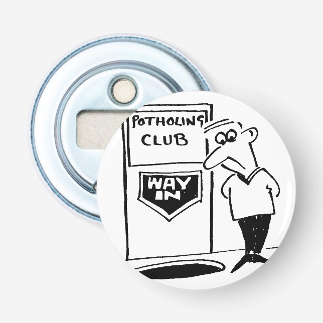 Potholing Club Entrance in the Floor Cartoon Bottle Opener (Front)