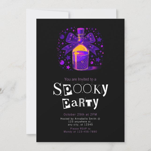 Potion Bottle Stars Modern Minimalist Halloween Invitation (Front)