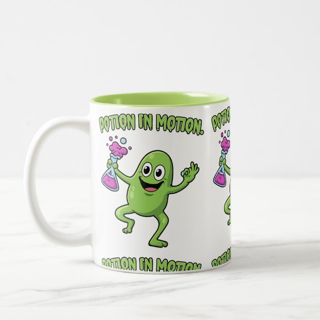 Potion in Motion Funny Dancing Monster Science Lab Two-Tone Coffee Mug (Left)
