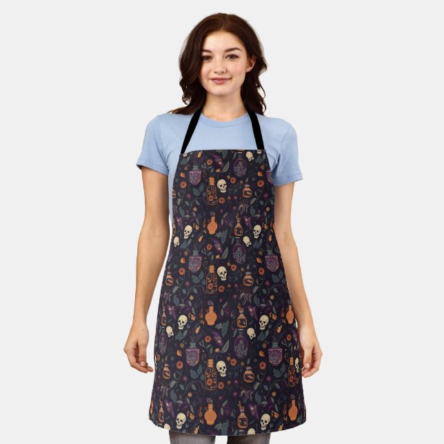 Potion Making Apron ft. Skulls & Potion Bottles (Worn)