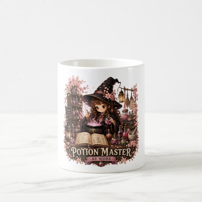 Potion Master At Work Cute Fantasy Witch Coffee Mug (Center)