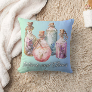 Potions and Elixirs Spell Bottles Halloween Cushion