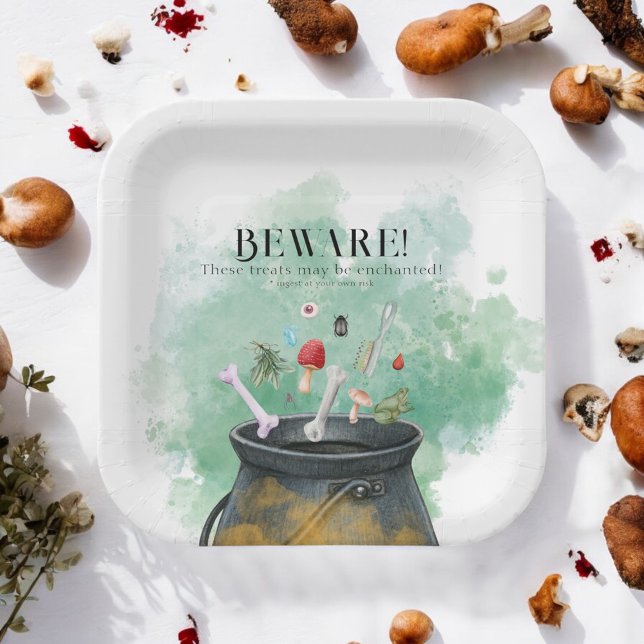 Potions, Spells, Magic Halloween Witches Cauldron  Paper Plate (Creator Uploaded)