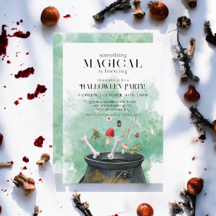Potions & Spells Witches Cauldron Halloween Party Invitation