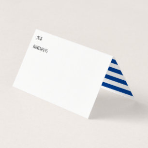 Potluck Dish Recipe Tent Cards, Blue White Stripes Business Card