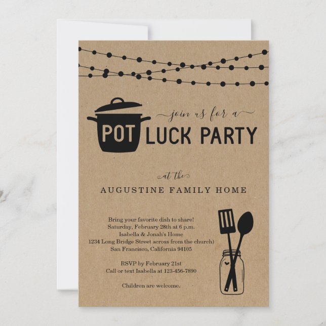 Potluck Party Invitation (Front)