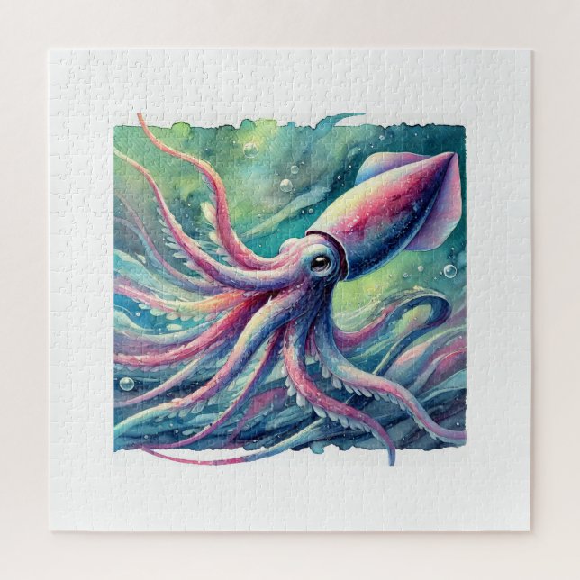 Poton deep sea squid 110924AREF116 - Watercolor Jigsaw Puzzle (Vertical)