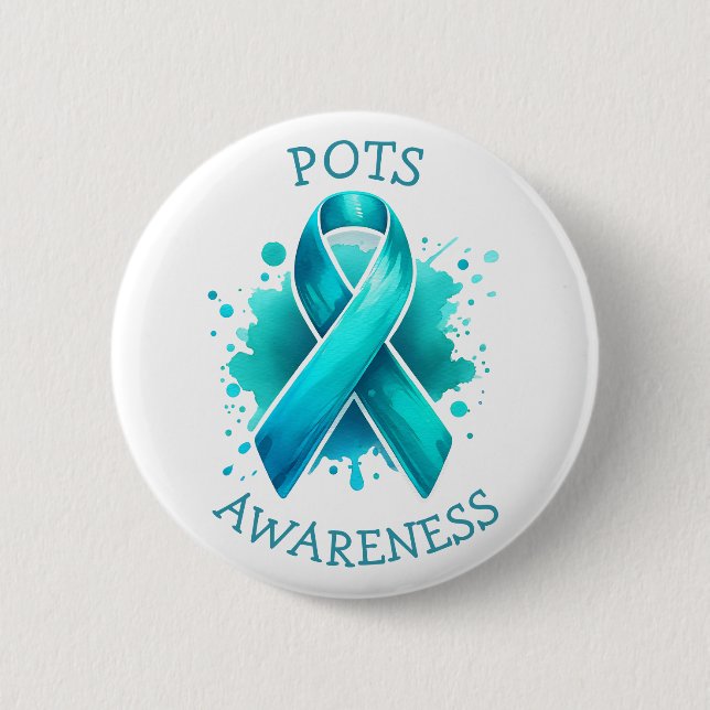 Pots Awareness Turquoise Awareness Ribbon 6 Cm Round Badge (Front)