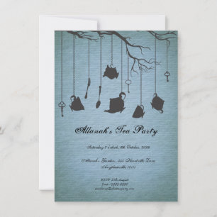 Pots Cups & Keys Unbirthday Birthday Tea Party Invitation