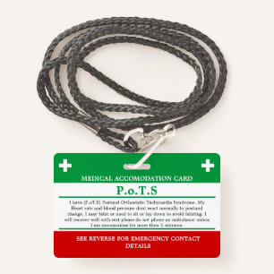 PoTS In Case of Emergency ICE invisible illness ID Badge