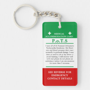 PoTS In Case of Emergency ICE invisible illness Key Ring
