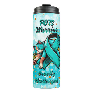 POTS Warrior   Dysautonomia Awareness Ribbon Thermal Tumbler