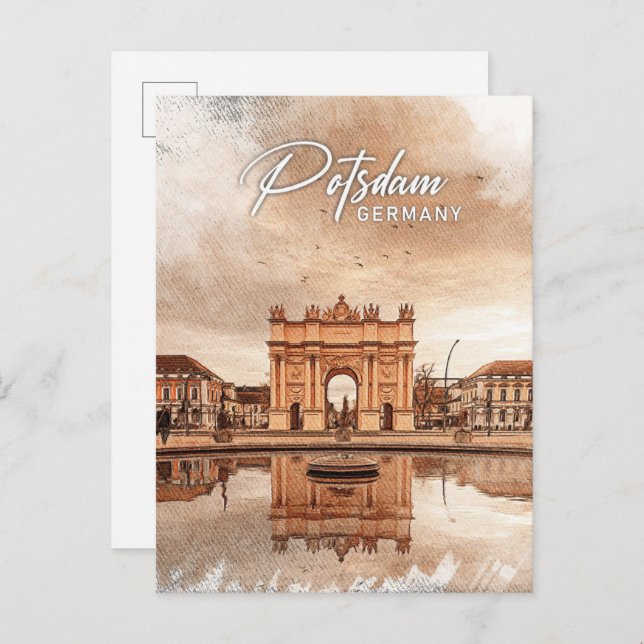 Potsdam Germany Colour Pencil Travel Postcard (Front/Back)