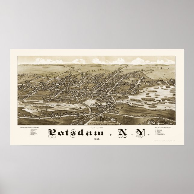 Potsdam, NY Panoramic Map - 1885 Poster (Front)