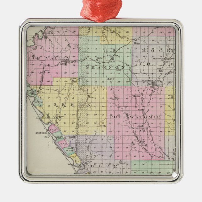 Pottawatomie County, Kansas 2 Metal Tree Decoration (Front)