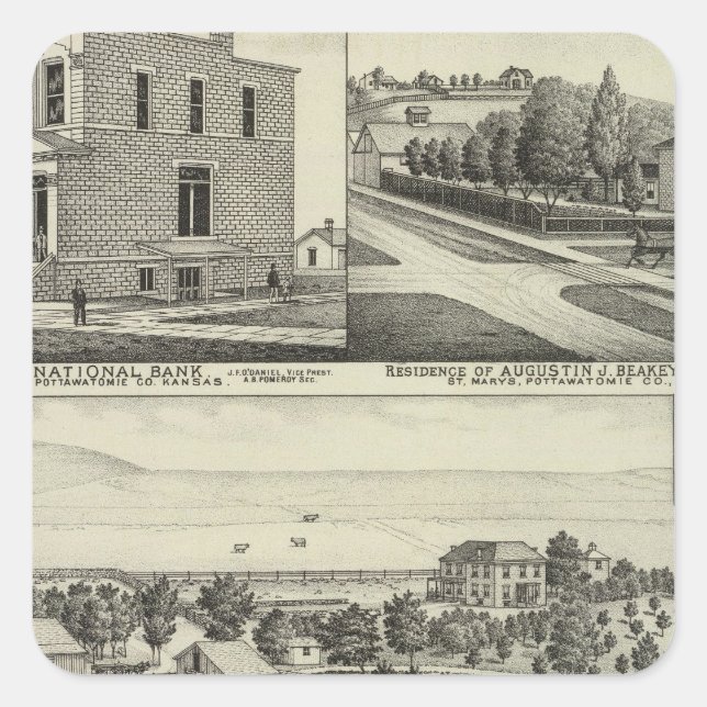 Pottawatomie, Kansas Square Sticker (Front)