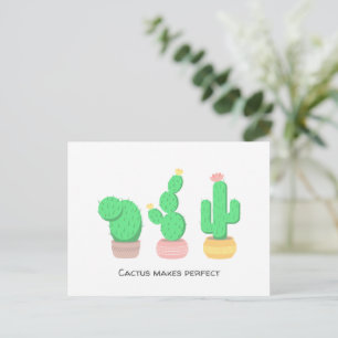 Potted Cacti - Cactus Makes Perfect Postcard
