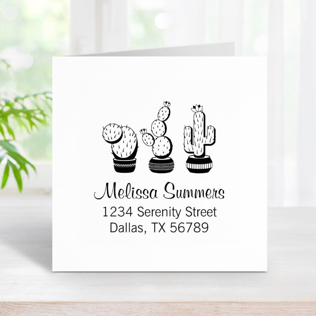 Potted Cacti - Cactus Plants Address Rubber Stamp (Creator Uploaded)