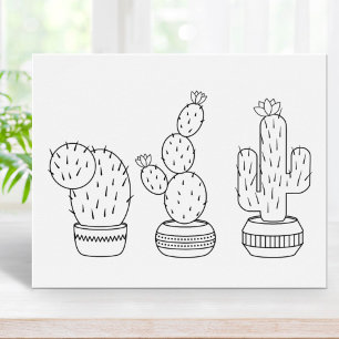 Potted Cacti - Cactus Plants Colouring Page Poster
