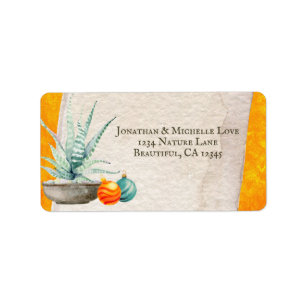 Potted Cactus and Christmas Ornaments Address Label