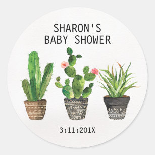 Potted Cactus Baby Shower Sticker