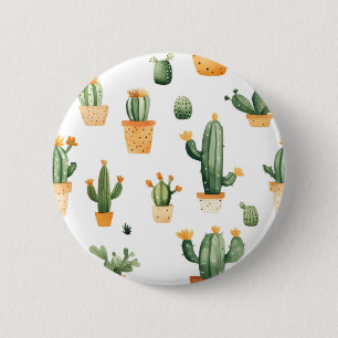 Potted Cactus on White 6 Cm Round Badge