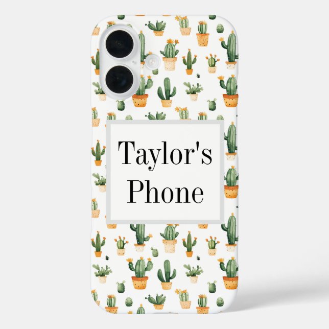 Potted Cactus on White Case-Mate iPhone Case (Back)