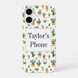 Potted Cactus on White iPhone 16 Case