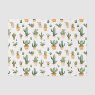 Potted Cactus on White Tissue Paper