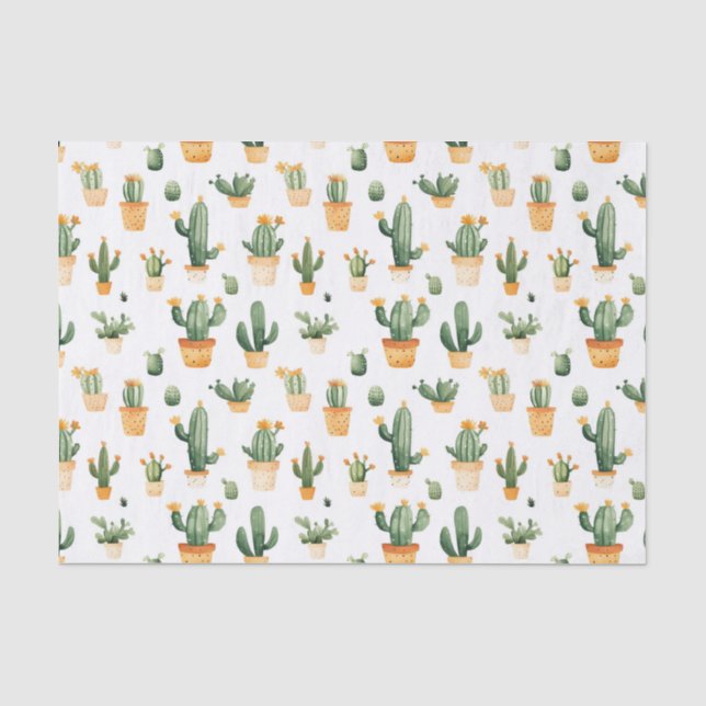 Potted Cactus on White  Tissue Paper (Front)