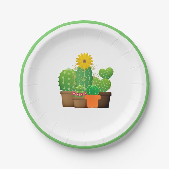 Potted Cactus Plants Party  Paper Plate (Front)